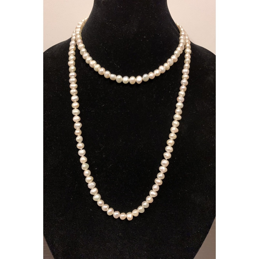 Vintage Opera Length Freshwater Pearl Necklace 44"L